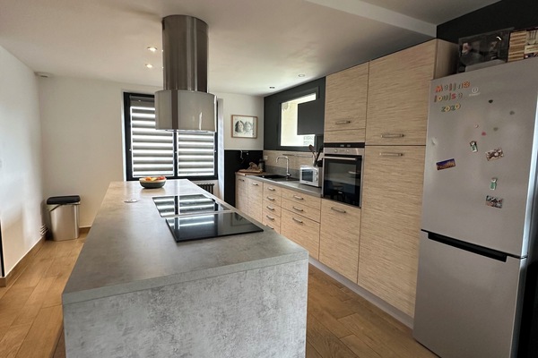 Een microgolfoven, een oven, een kookplaat, een vaatwasser