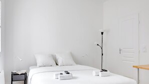 1 bedroom, desk, iron/ironing board, travel cot