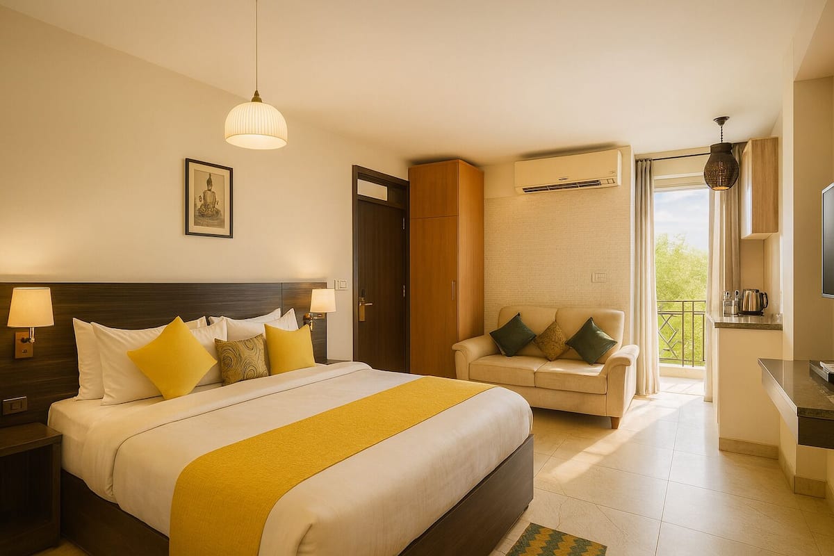 Habitación doble Deluxe, vista a la ciudad | Escritorio y wifi gratis