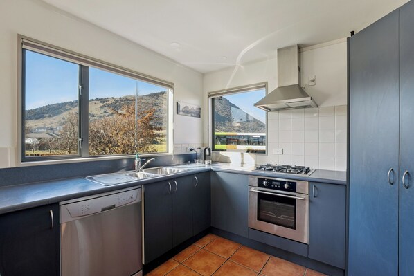 Fridge, microwave, coffee/tea maker, toaster