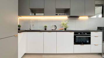 Frigorífico, horno, placa de cocina y lavavajillas