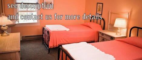 1 bedroom, iron/ironing board, bed sheets