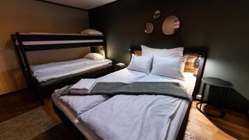 Desk, laptop workspace, free WiFi, bed sheets