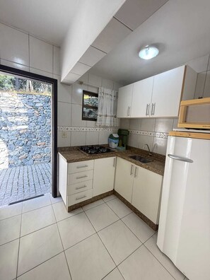 Réfrigérateur, micro-ondes, plaque de cuisson, blender