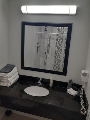 Hair dryer, towels