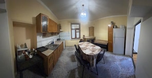 Cookware/dishes/utensils, cleaning supplies, freezer