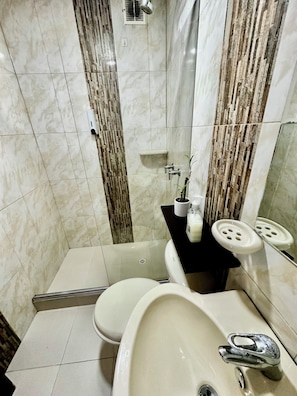 Serviettes fournies, savon, papier toilette