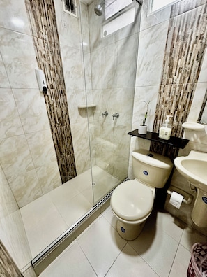 Serviettes fournies, savon, papier toilette