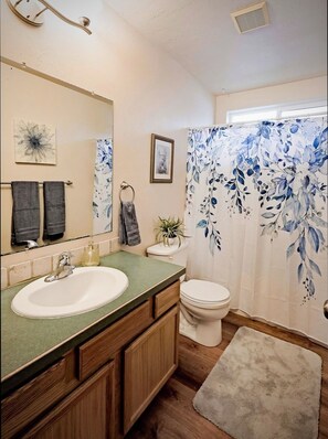 Dusche, Handtücher, Seife, Toilettenpapier