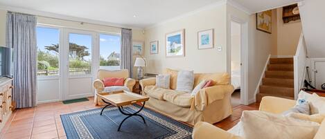 Smart TV, fireplace, DVD player