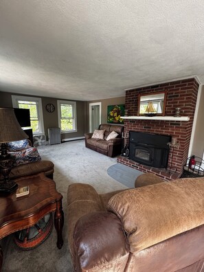 TV, fireplace, video games, DVD player