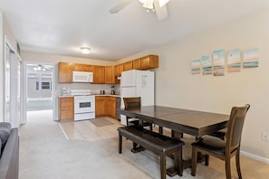 Fridge, oven, dishwasher, coffee/tea maker
