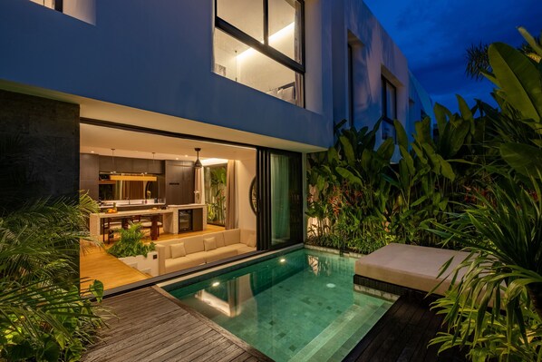 Deluxe Villa, 2 Bedrooms, Patio, Pool View | Egyptian cotton sheets, premium bedding, in-room safe, desk