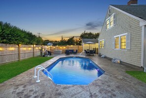 Outdoor pool, a heated pool - Brand New 5BR - Pool, Hot Tub, A/C – Walk to Beach, Main St. & Ferry - Sleeps 12 (Barnstable)