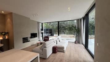 Televisie en een open haard