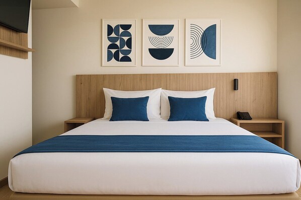 Habitació triple Deluxe, vistes al riu | Caixa forta a l'habitació i escriptori 