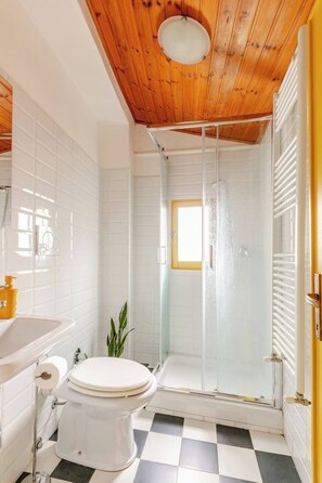 Shower, hair dryer, towels, soap - Nina's Guest House: Perfect 2-bedroom apartment with AC in charming Barbarano R. (Barbarano Romano)