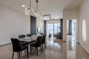 Executive Apartment, 3 Bedrooms, City View | Living area | 40-inch Smart TV with digital channels - Sunshine Residence Suites (George Town)