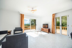 Una televisión, una chimenea