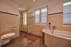 Douche, articles de toilette (gratuits), séchoir à cheveux