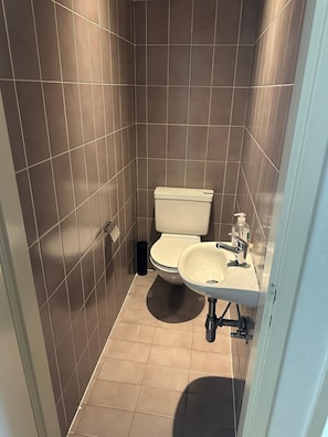 Hair dryer, towels, toilet paper
