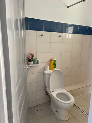 Dusche, HandtĂŒcher, Seife, Toilettenpapier