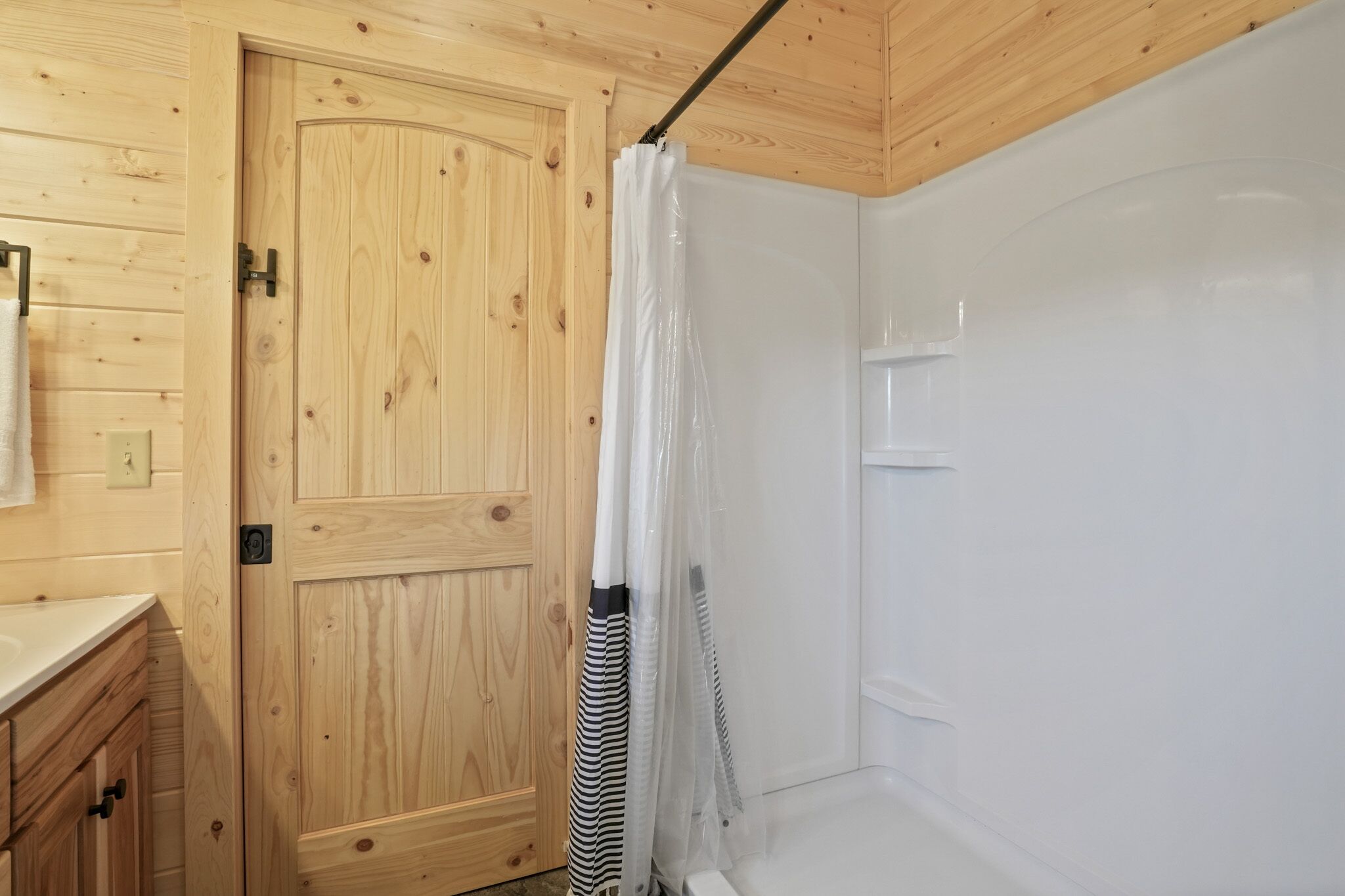 Shower, towels, soap, shampoo