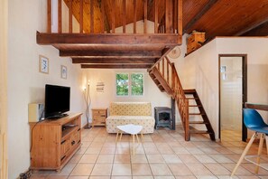 TV, fireplace - Cottage 'Les Lys' with Mountain View, Wi-Fi and Air Conditioning (Berre les Alpes)
