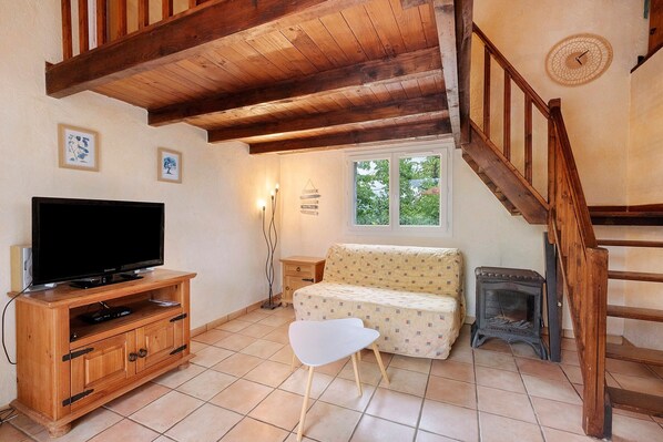 TV, fireplace