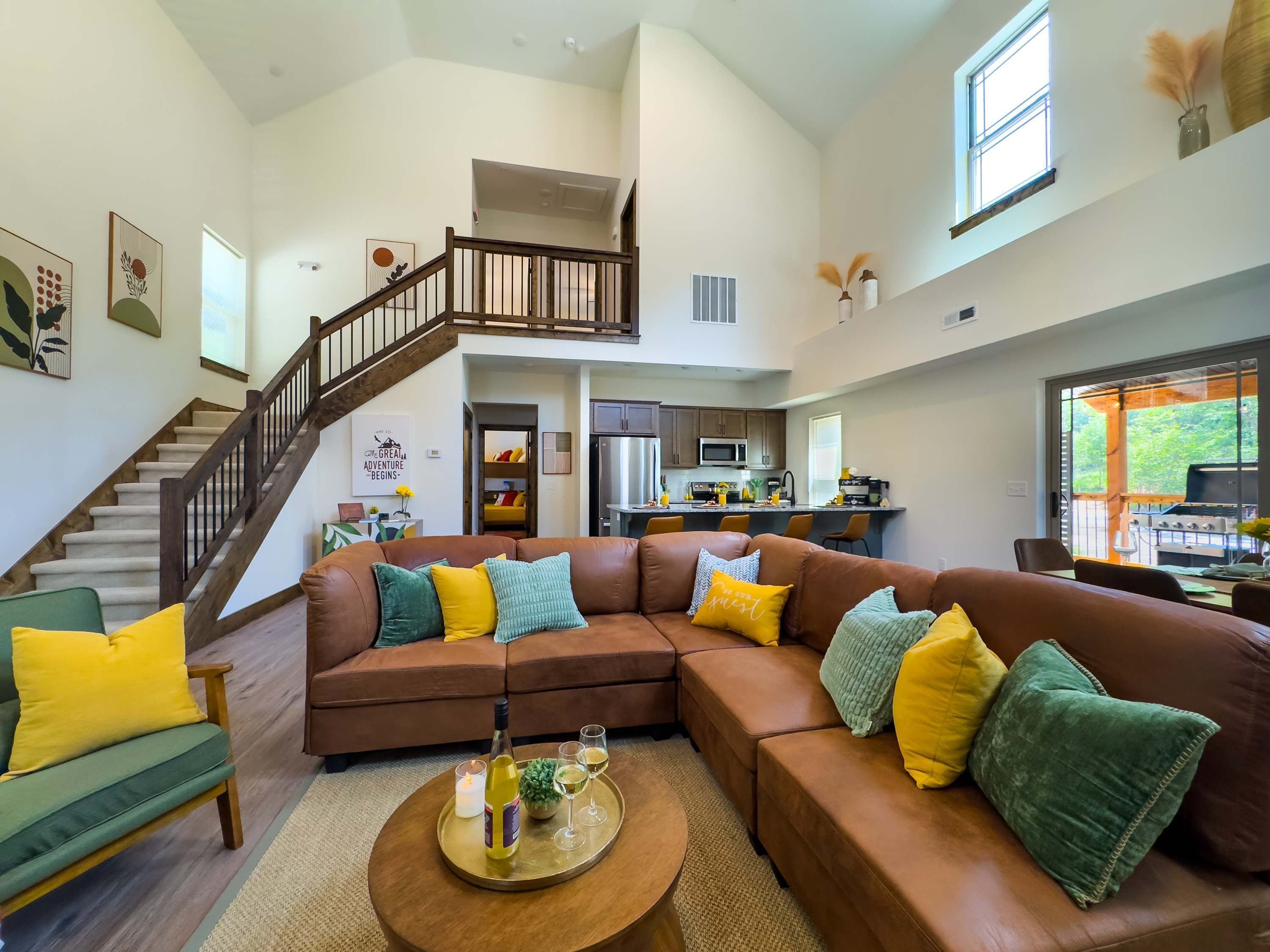 TV, fireplace, table football