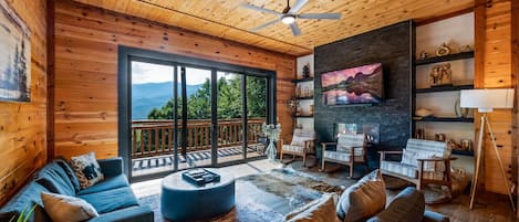 テレビ、暖炉、テレビゲーム、書庫