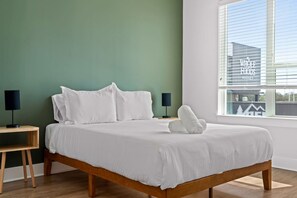 2 bedrooms, desk, iron/ironing board, travel cot