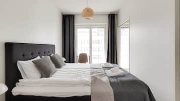 1 bedroom, desk, iron/ironing board, travel cot