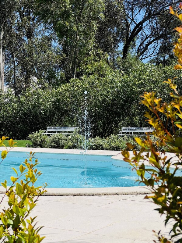 Una piscina al aire libre, una piscina climatizada