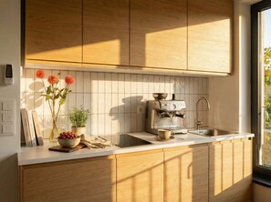 Réfrigérateur, surface de cuisson, lave-vaisselle, cafetière-théière