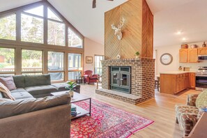TV, fireplace, video games, books