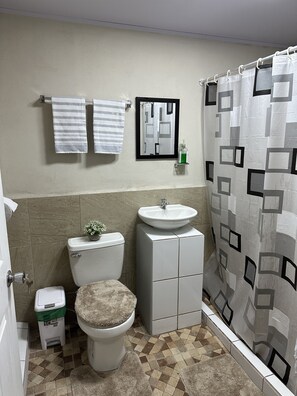 Towels, soap, toilet paper