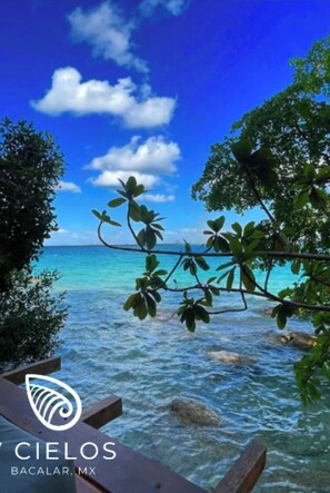 On the beach, beach towels, kayaking