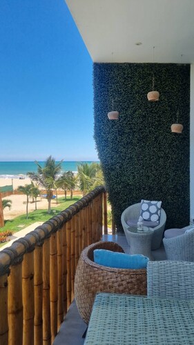 Oceanfront duplex in Zorritos with A/C, terrace, 4BR, next to Casa Andina.