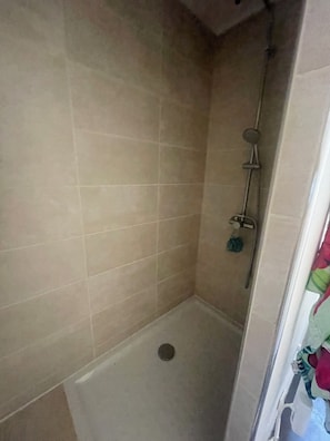 Shower, hair dryer, toilet paper