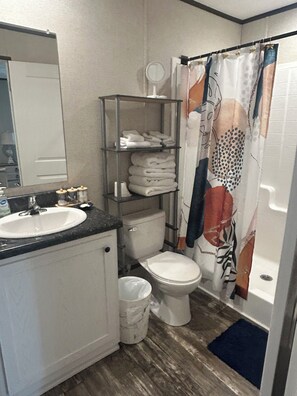 シャワー、ヘアドライヤー、タオル、石鹸