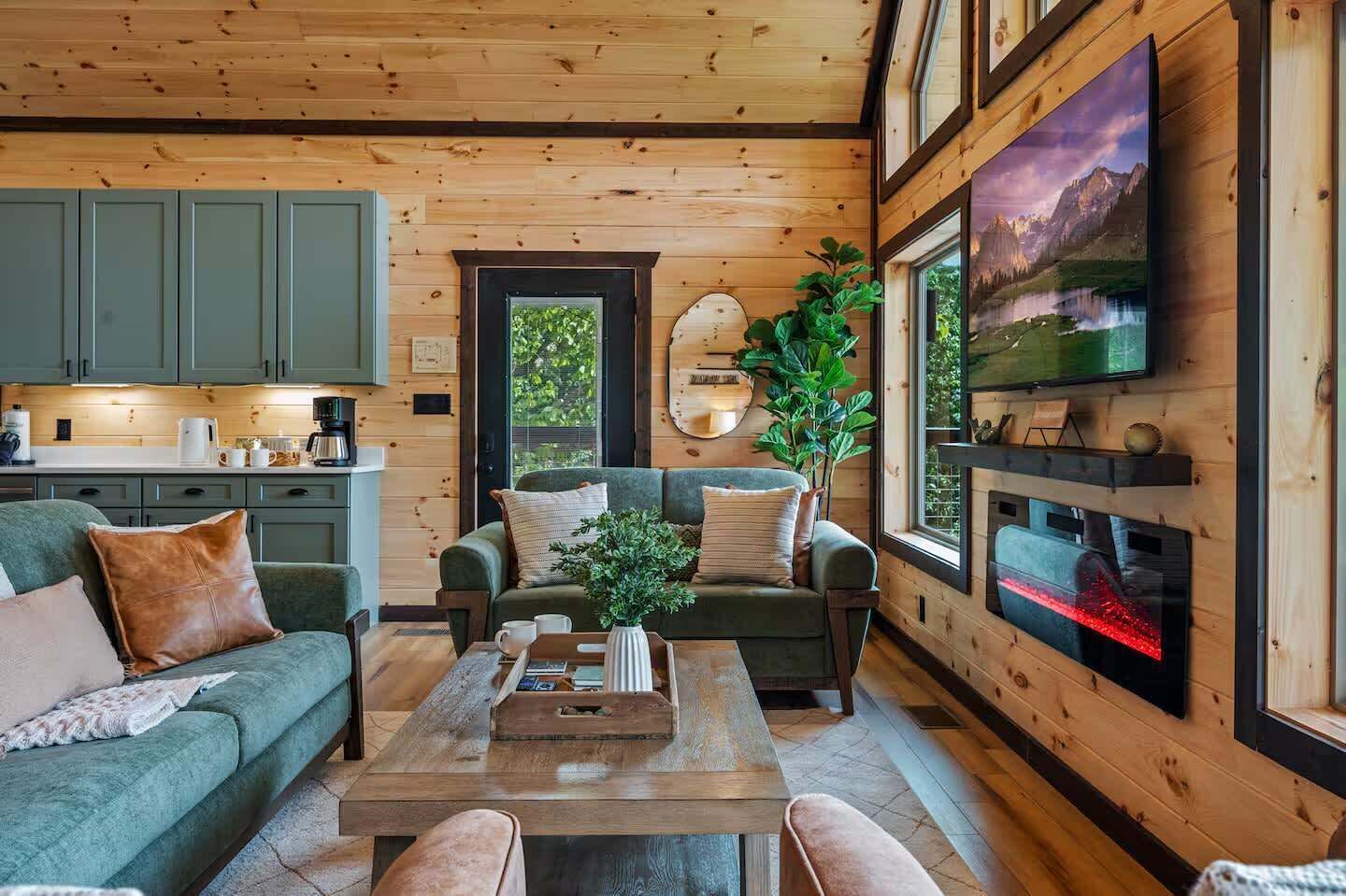 Een televisie, een open haard en videogames