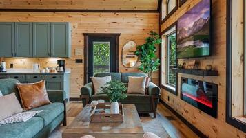 Een televisie, een open haard en videogames