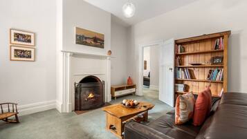 Una televisión, una chimenea