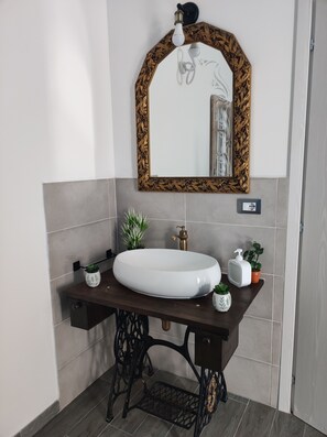 Secadora de cabello, toallas, jabón, papel de baño 