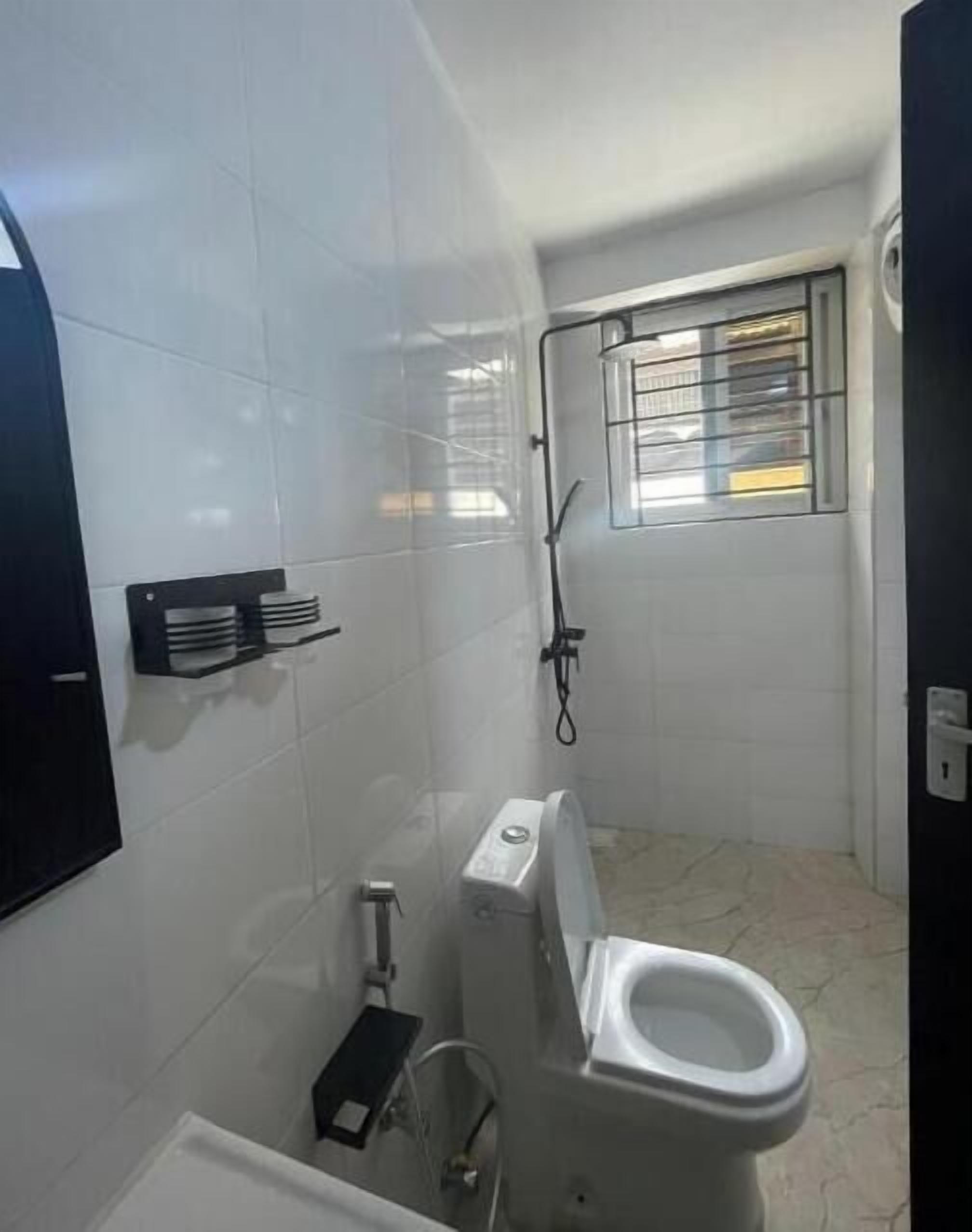 Shower, soap, toilet paper