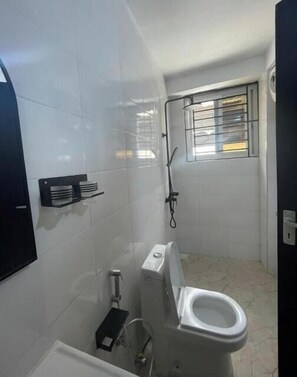 Shower, soap, toilet paper