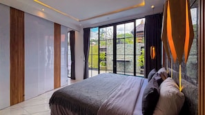 Luxury Villa, 1 Bedroom, Kitchenette, Pool View | Desk, laptop workspace, free WiFi