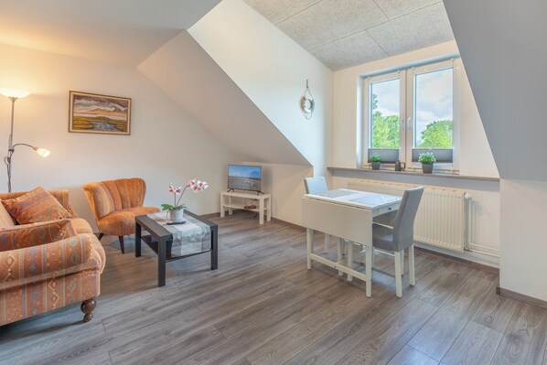 TV, table tennis, books, stereo