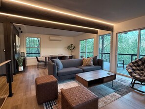 Smart TV, fireplace, video games
